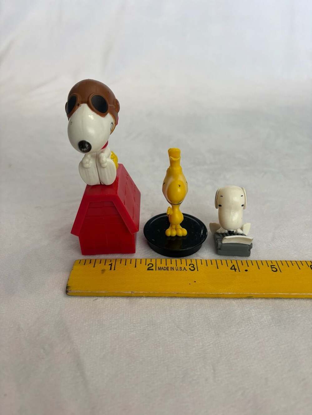 3 Peanuts McDonald's Happy Meal Figures: Snoopy Flying Ace, Woodstock, & Snoopy